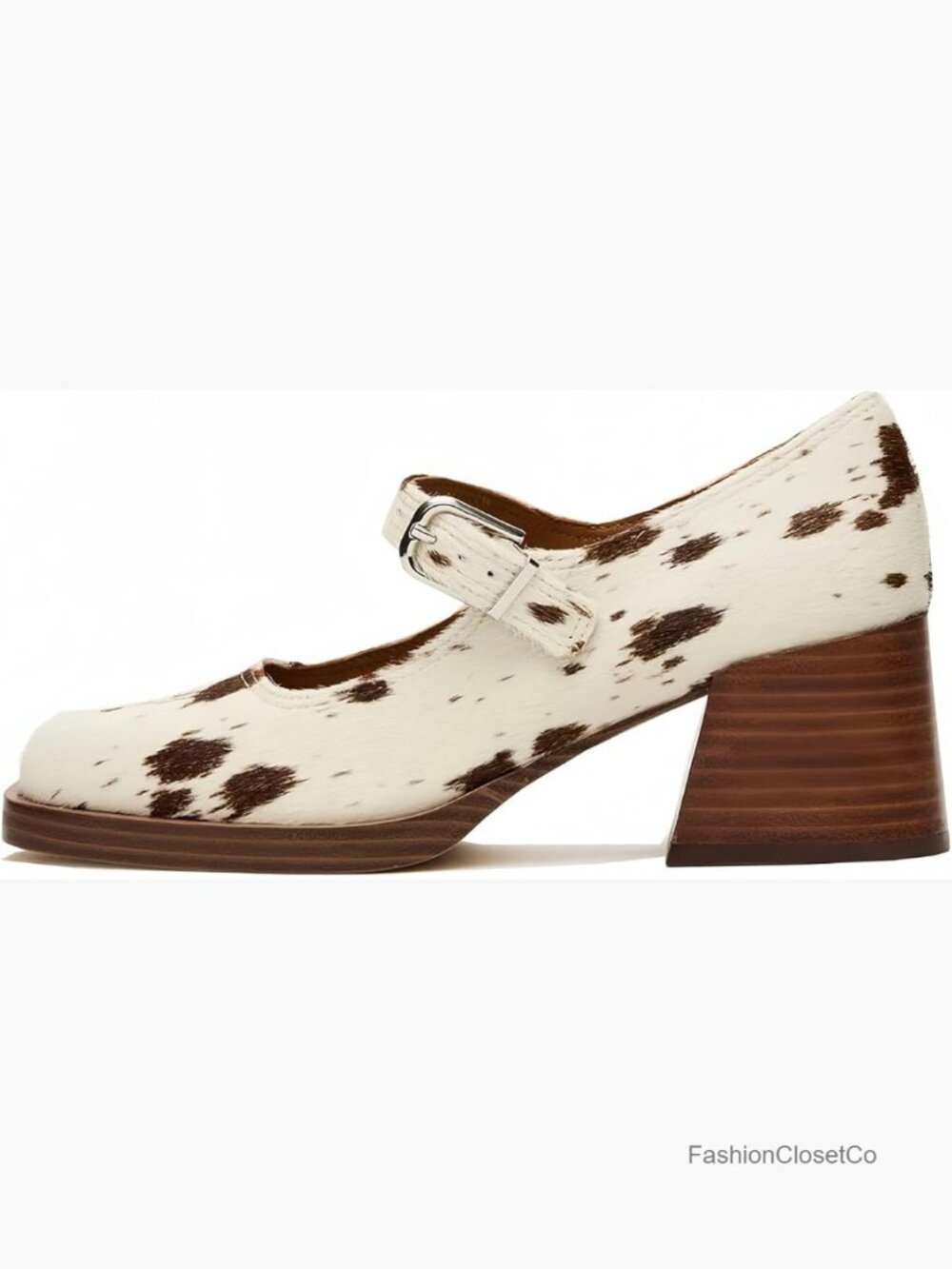 Vintage Square Toe Mary Jane Heels Low Chunky Block Heels Adjustable Buckle - Picture 1 of 7